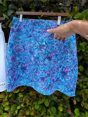 Lilly Pulitzer Blue Floral Stretch Women's Skirt